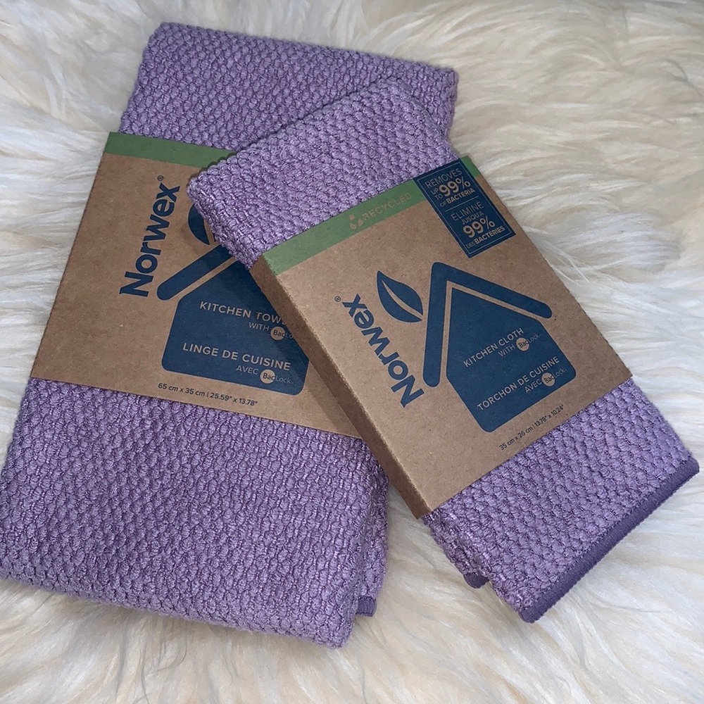 Kitchen cloth and towel set amethyst and freebie